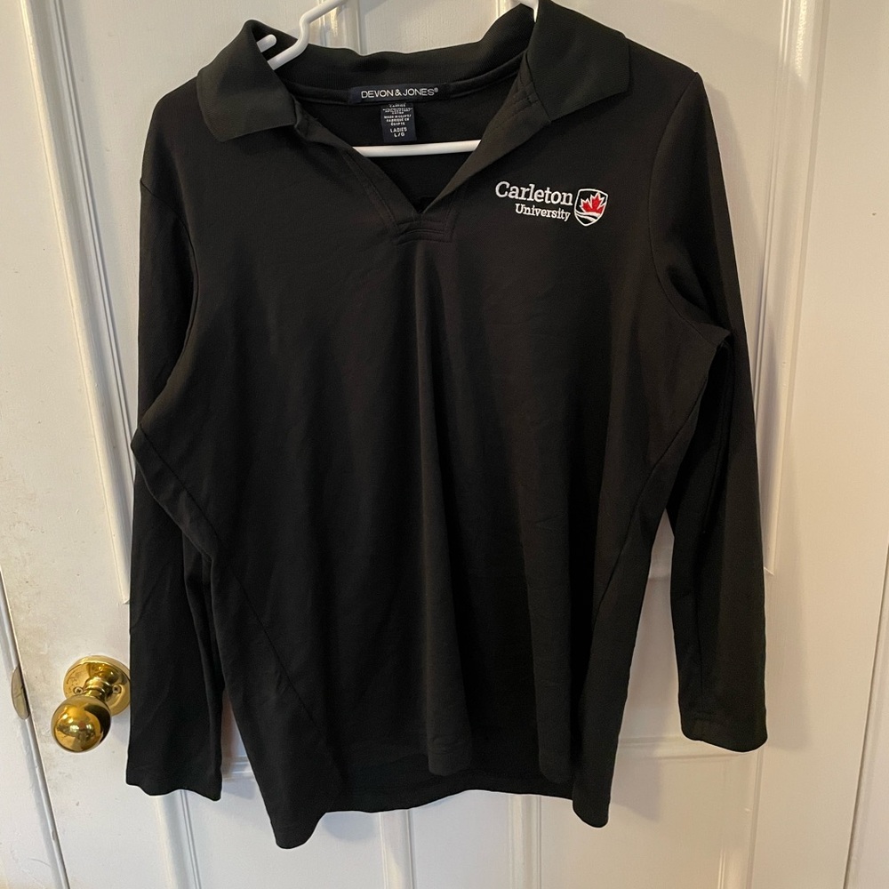 Carleton University Black Long Sleeve Polo